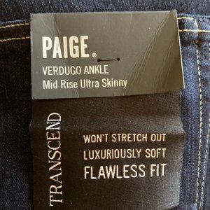 NEW Paige Jeans Verdugo Ankle Tari Size 26